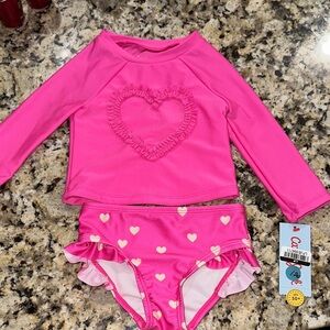 Cat & Jack Pink Heart Rashguard Set